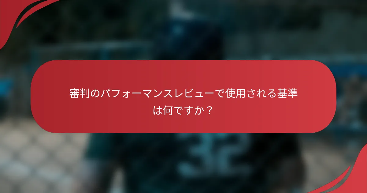 審判のパフォーマンスレビューで使用される基準は何ですか？